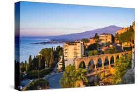 Sunrise Hitting the Top of Mount Etna Volcano-Matthew Williams-Ellis-Stretched Canvas