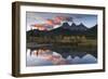 Sunrise in autumn at Three Sisters Peaks near Banff National Park, Canmore-Jon Reaves-Framed Photographic Print