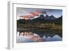 Sunrise in autumn at Three Sisters Peaks near Banff National Park, Canmore-Jon Reaves-Framed Photographic Print
