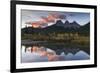 Sunrise in autumn at Three Sisters Peaks near Banff National Park, Canmore-Jon Reaves-Framed Premium Photographic Print