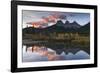 Sunrise in autumn at Three Sisters Peaks near Banff National Park, Canmore-Jon Reaves-Framed Photographic Print