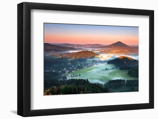 Sunrise in Beautiful Mountain Czech Switzerland with Inversion-TTstudio-Framed Photographic Print