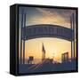 Sunrise in Binz on Rügen, bridge, landing stage-Mandy Stegen-Framed Stretched Canvas