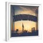 Sunrise in Binz on Rügen, bridge, landing stage-Mandy Stegen-Framed Photographic Print