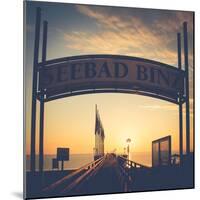 Sunrise in Binz on Rügen, bridge, landing stage-Mandy Stegen-Mounted Photographic Print