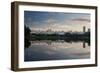 Sunrise in Ibirapuera Park with a Reflection of the Sao Paulo Skyline-Alex Saberi-Framed Premium Photographic Print