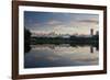 Sunrise in Ibirapuera Park with a Reflection of the Sao Paulo Skyline-Alex Saberi-Framed Photographic Print