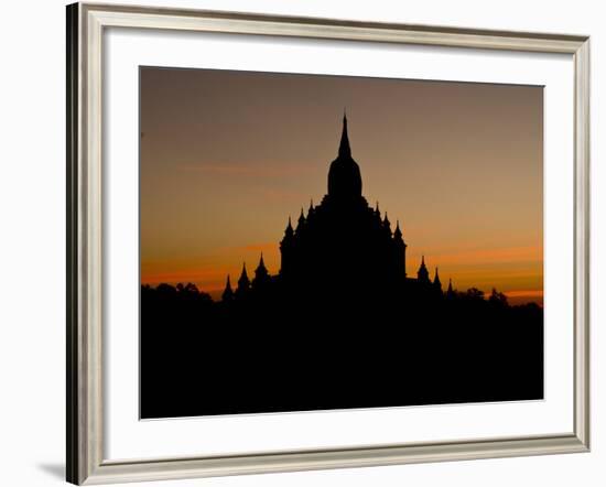 Sunrise in the Buddhist Temples of Bagan (Pagan), Myanmar (Burma)-Julio Etchart-Framed Photographic Print