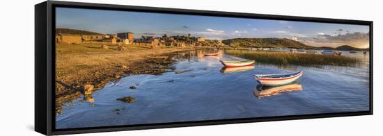 Sunrise in the Harbour at Challapampa Village, Lake Titicaca, Bolivia-Matthew Williams-Ellis-Framed Stretched Canvas