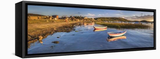 Sunrise in the Harbour at Challapampa Village, Lake Titicaca, Bolivia-Matthew Williams-Ellis-Framed Stretched Canvas