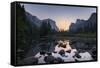 Sunrise in the Merced River, California, Yosemite Valley-Marco Isler-Framed Stretched Canvas