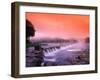 Sunrise in the morning mist over the waterfall on the Venta River near Kuldiga, Latvia-Janis Miglavs-Framed Photographic Print