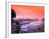 Sunrise in the morning mist over the waterfall on the Venta River near Kuldiga, Latvia-Janis Miglavs-Framed Photographic Print