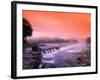 Sunrise in the morning mist over the waterfall on the Venta River near Kuldiga, Latvia-Janis Miglavs-Framed Photographic Print