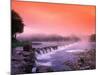 Sunrise in the morning mist over the waterfall on the Venta River near Kuldiga, Latvia-Janis Miglavs-Mounted Photographic Print