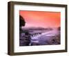 Sunrise in the morning mist over the waterfall on the Venta River near Kuldiga, Latvia-Janis Miglavs-Framed Photographic Print