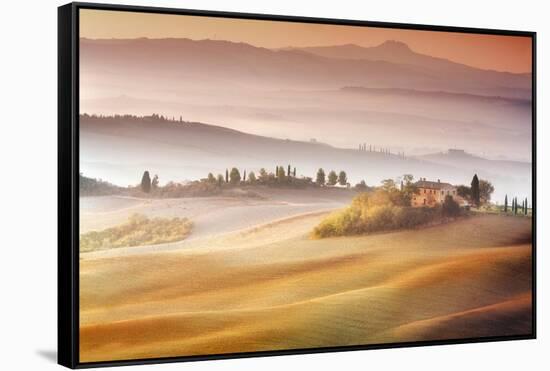 Sunrise in Val d'Orcia-Marcin Sobas-Framed Stretched Canvas