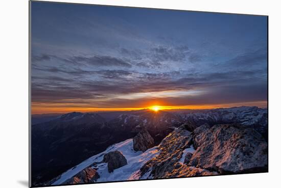 Sunrise in Watzmann with Dachstein Mountain and Steinernes Meer-Stefan Sassenrath-Mounted Photographic Print