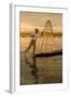 Sunrise. Intha Fisherman Rowing with His Legs. Inle Lake. Myanmar-Tom Norring-Framed Photographic Print