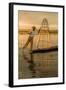 Sunrise. Intha Fisherman Rowing with His Legs. Inle Lake. Myanmar-Tom Norring-Framed Photographic Print