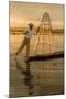 Sunrise. Intha Fisherman Rowing with His Legs. Inle Lake. Myanmar-Tom Norring-Mounted Photographic Print