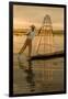 Sunrise. Intha Fisherman Rowing with His Legs. Inle Lake. Myanmar-Tom Norring-Framed Photographic Print