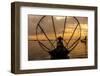 Sunrise. Intha Fisherman Rowing with His Legs. Inle Lake. Myanmar-Tom Norring-Framed Photographic Print