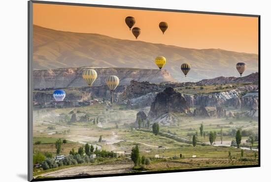 Sunrise Landscape with Hot Air Balloons, Goreme, Cappadocia, Turkey-Stefano Politi Markovina-Mounted Photographic Print