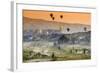 Sunrise Landscape with Hot Air Balloons, Goreme, Cappadocia, Turkey-Stefano Politi Markovina-Framed Photographic Print