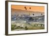 Sunrise Landscape with Hot Air Balloons, Goreme, Cappadocia, Turkey-Stefano Politi Markovina-Framed Photographic Print