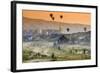 Sunrise Landscape with Hot Air Balloons, Goreme, Cappadocia, Turkey-Stefano Politi Markovina-Framed Photographic Print