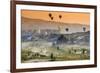 Sunrise Landscape with Hot Air Balloons, Goreme, Cappadocia, Turkey-Stefano Politi Markovina-Framed Photographic Print
