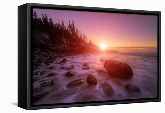 Sunrise Light and The Atlantic Coast, Maine-Vincent James-Framed Stretched Canvas