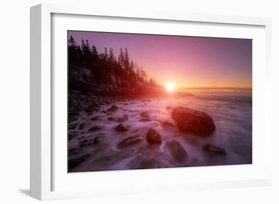 Sunrise Light and The Atlantic Coast, Maine-Vincent James-Framed Photographic Print