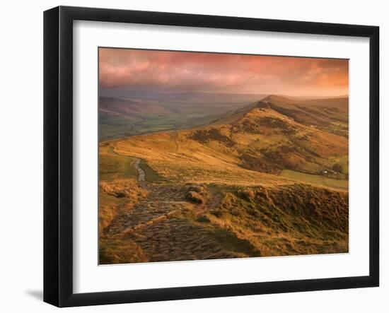 Sunrise Light on the Great Ridge, Hope Valley, Peak District National Park, Derbyshire, England, UK-Ian Egner-Framed Photographic Print
