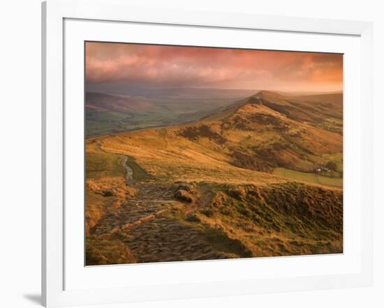 Sunrise Light on the Great Ridge, Hope Valley, Peak District National Park, Derbyshire, England, UK-Ian Egner-Framed Photographic Print