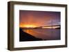 Sunrise Lightning Storm - Oakland Bay Bridge, San Francisco Bay-Vincent James-Framed Photographic Print