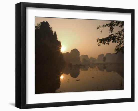 Sunrise, Limestone Mountain Scenery, Tam Coc, Ninh Binh, South of Hanoi, North Vietnam-Christian Kober-Framed Photographic Print