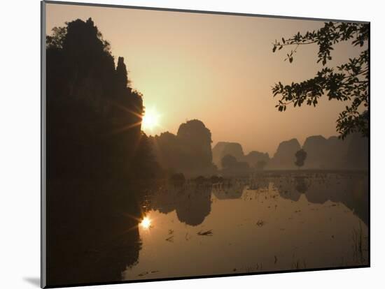 Sunrise, Limestone Mountain Scenery, Tam Coc, Ninh Binh, South of Hanoi, North Vietnam-Christian Kober-Mounted Photographic Print