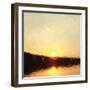 Sunrise Low Poly Effect Abstract Vector Background.-Vinko93-Framed Art Print