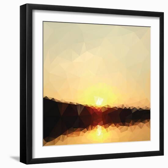 Sunrise Low Poly Effect Abstract Vector Background.-Vinko93-Framed Art Print