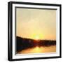 Sunrise Low Poly Effect Abstract Vector Background.-Vinko93-Framed Art Print