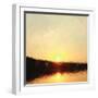 Sunrise Low Poly Effect Abstract Vector Background.-Vinko93-Framed Art Print