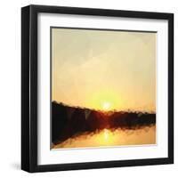 Sunrise Low Poly Effect Abstract Vector Background.-Vinko93-Framed Art Print