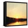 Sunrise Low Poly Effect Abstract Vector Background.-Vinko93-Framed Stretched Canvas