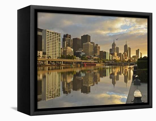 Sunrise, Melbourne Central Business District (Cbd) and Yarra River, Melbourne, Victoria, Australia-Jochen Schlenker-Framed Stretched Canvas