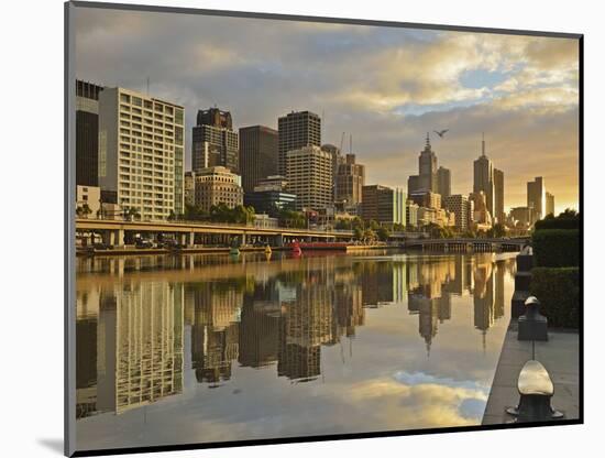 Sunrise, Melbourne Central Business District (Cbd) and Yarra River, Melbourne, Victoria, Australia-Jochen Schlenker-Mounted Photographic Print