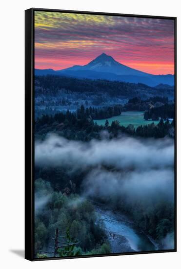 Sunrise Mood and Fire at Mount Hood, Sandy, Oregon, Portland-Vincent James-Framed Stretched Canvas