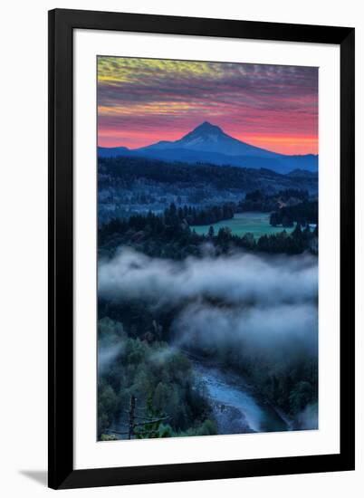 Sunrise Mood and Fire at Mount Hood, Sandy, Oregon, Portland-Vincent James-Framed Photographic Print