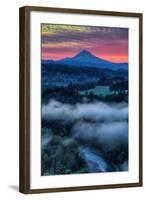 Sunrise Mood and Fire at Mount Hood, Sandy, Oregon, Portland-Vincent James-Framed Photographic Print